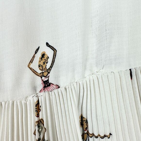I.Madeline Pleated Ballerina Print Dress Size Small Medium White Ballet Dance - Picture 5 of 7